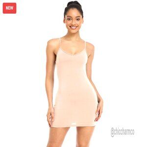 Adjustable Strap V-Neck Full Slip Dress Rayon Spandex Mini Underdress